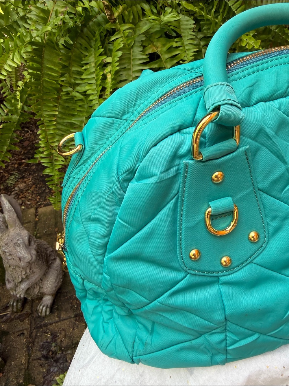 PRADA TURQUOISE QUILTED WITH COA CARD DUSTBAG AND LONG STRAP - Picture 3 of 16